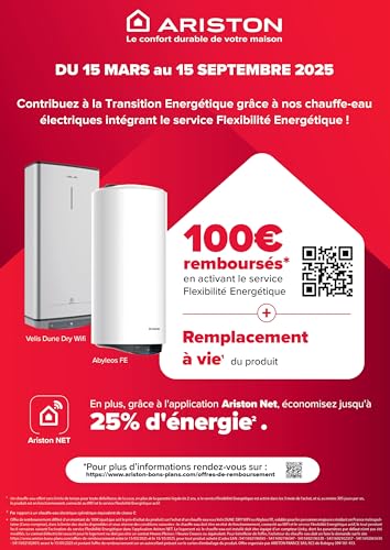 Ariston Velis Evo Dune Dry WiFi 65L Smart Flat Water Heater Space Saving UltraFlat 27 cm MultiPosition 25 Energy Saving Energy Flexibility Installation in France