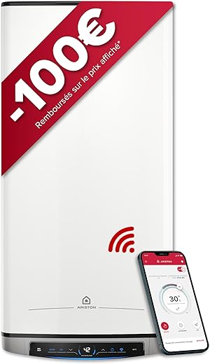 Ariston Velis Evo Dune Dry WiFi 80L – Smart Flat Water Heater – Space Saving Ultra-Flat 27 cm – Multi-Position – 25% Energy Saving – Energy Flexibility – Installation in France