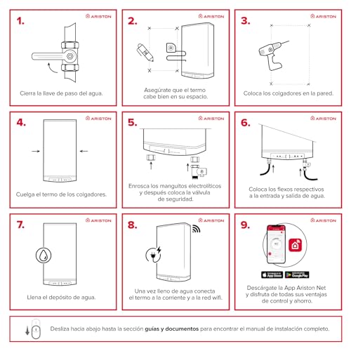 Ariston Velis Tech Dry Wifi eg Fleck Duo 7 Electric multiposition water heater 50 liters with WiFi and ECOEVO 798 x 275 x 515 cm Installation in Spain