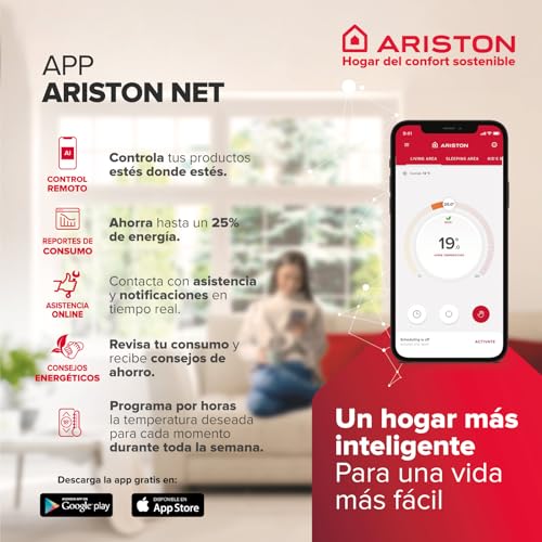 Ariston Velis Tech Dry Wifi eg Fleck Duo 7 Electric multiposition water heater 50 liters with WiFi and ECOEVO 798 x 275 x 515 cm Installation in Spain