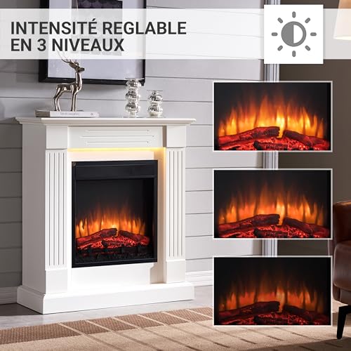 BALDERIA Ladina Freestanding Electric Fireplace | Electric Fireplace on Feet with 3D Flame Effect | Heating 2000W LED Lighting | Floor Fireplace with Remote Control Timer