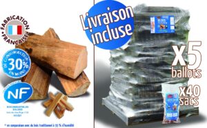 Bois de chauffage - Bûches 40 cm, 8.30m³, 11.25 stères + 40 sacs bois d'allumage