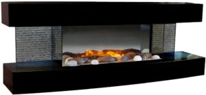 Chemin’Arte - Cheminée Électrique LEDs Effet Flammes Murale Design Lounge 120 cm - Noire - Conçue en France - Garantie 2 Ans