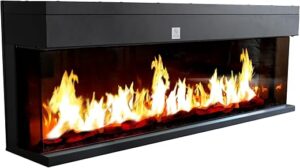 Chemin'Arte Electric Fireplace with Flame Effect 3D LED 150 cm 3 Sides Designed in France