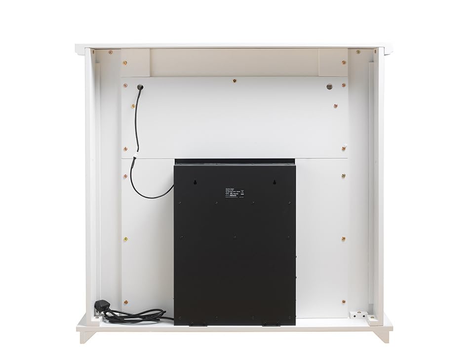 Endeavour Fires New Cayton Electric 42Fireplace Suite fitted with Black Trim and Fret 220240Vac 12kW with 7 day Programmable Remote Control Heater in off white MDF Surround