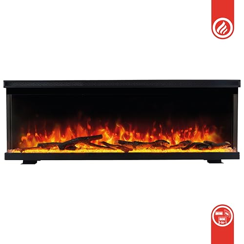 KAMINIO LEA 3 in 1 Electric Fireplace with Panoramic View Heating 3D Flame Effect 12 Flame Colours Remote Control 60 Inches